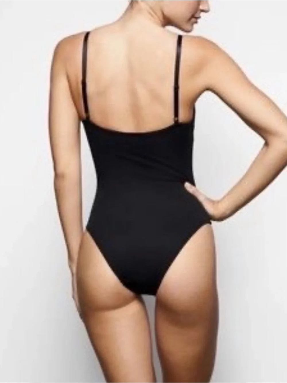 SKIMS Black Square Neck One-Piece Swimsuit